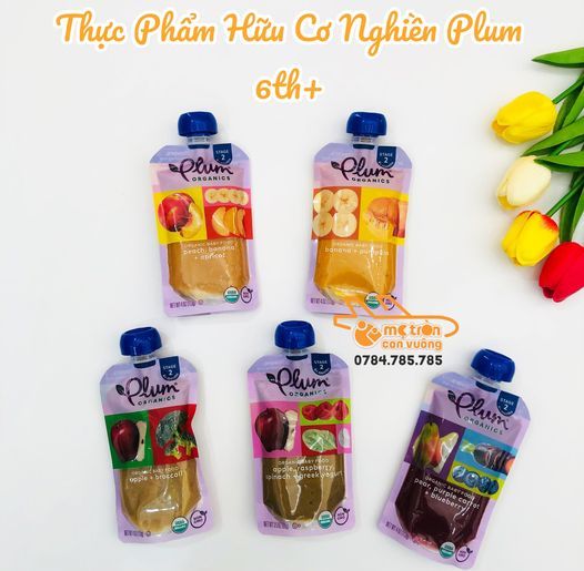 Trái cây nghiền Plum organics táo đào chuối - 6th+