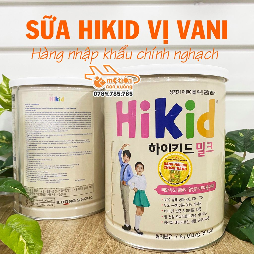 Sữa bột Hikid vị vani 600gr (1-9 tuổi)