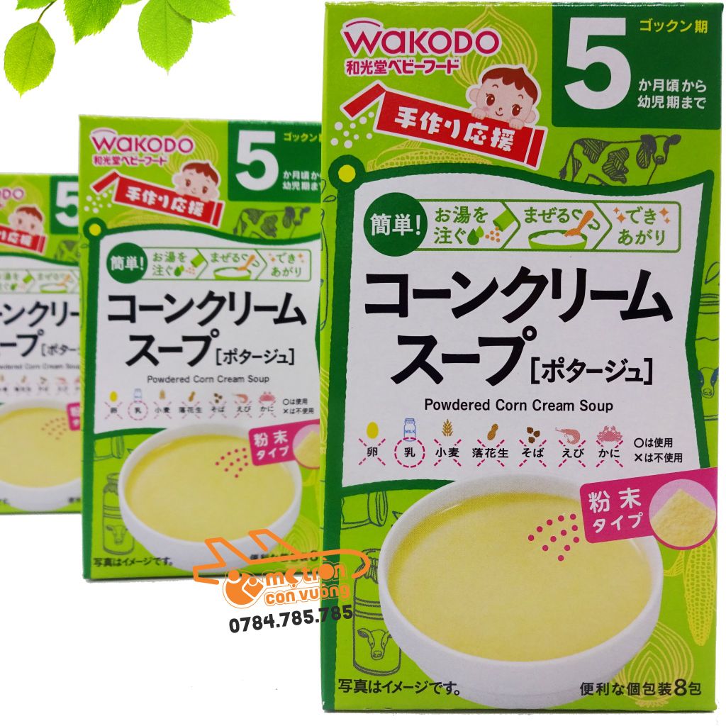 Bột súp Wakodo vị kem bắp 3.6gx8 (5 tháng+)