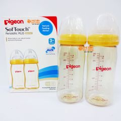 Set 02 bình sữa Pigeon 240ml (vàng)