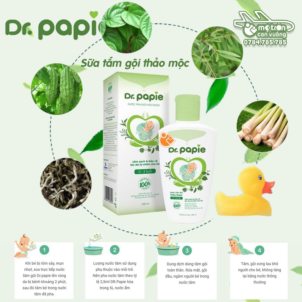 Nước tắm thảo dược Dr. Papie 230ml