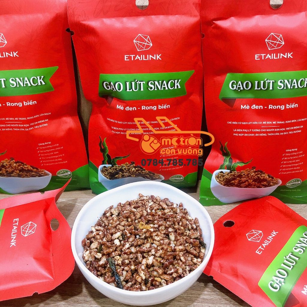 Gạo Lứt Snack Mè Đen, Rong Biển Etailink - 50g