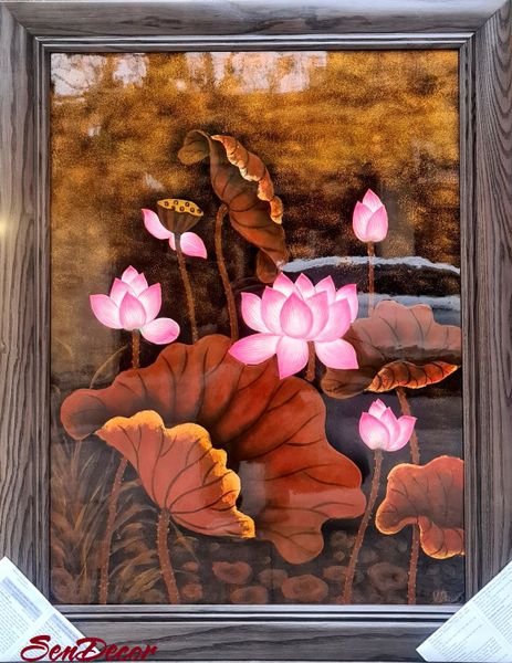 Tranh Hoa Sen sơn mài - Cao 95 x rộng 75 cm