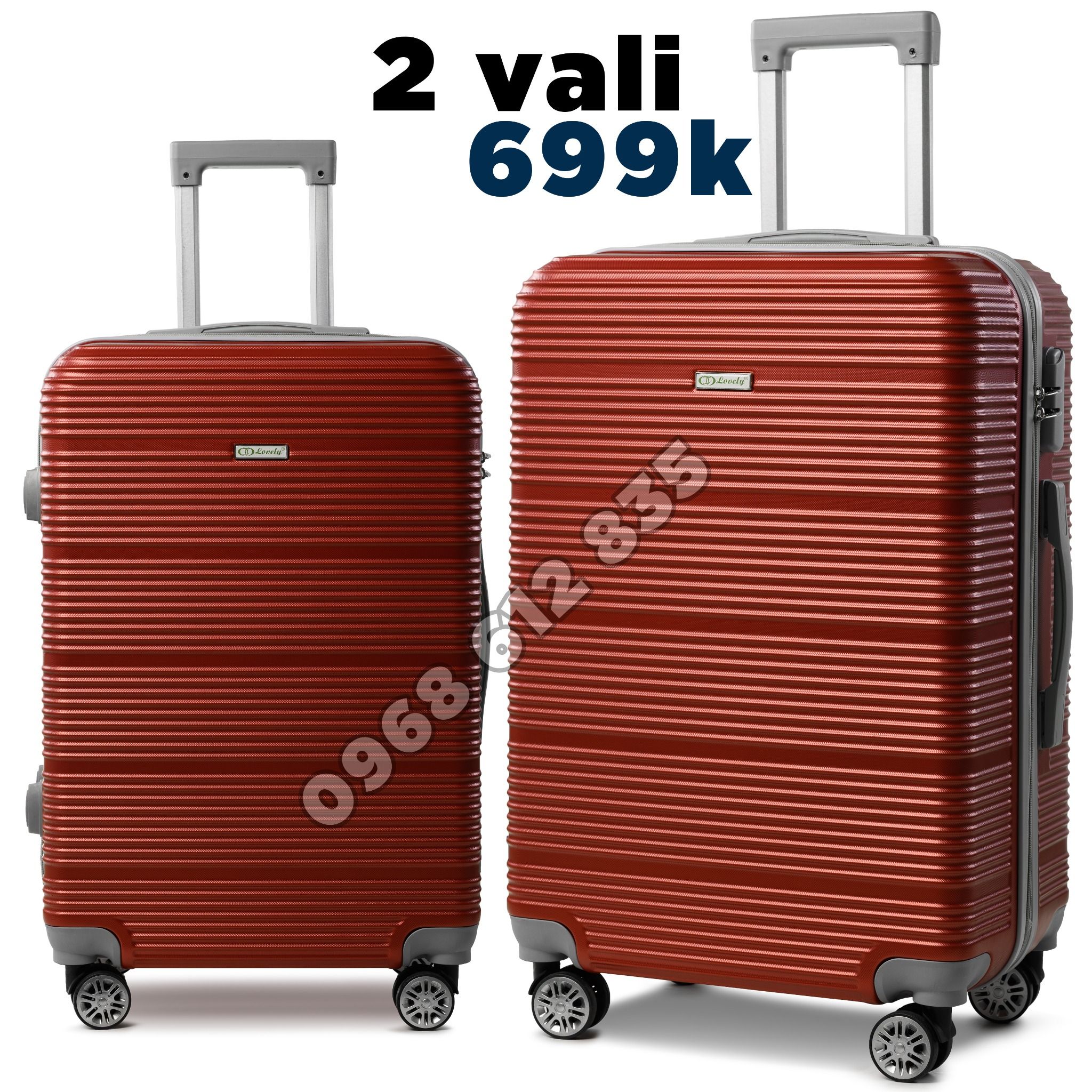 Combo 2 vali Kéo size 20+24 Mã T69 Màu đỏ