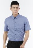  Áo sơ mi nam tay ngắn Merriman MOS153 Form Slim fit màu xanh jean 