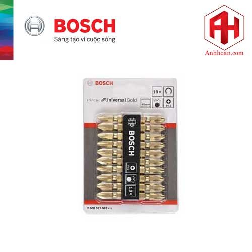 Bộ mũi vặn vít 10 cây Bosch 2608521042 - PH2 (Gold)