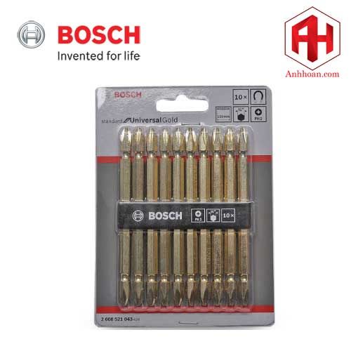 Bộ mũi vặn vít 10 cây Bosch 2608521043 - PH2 (Gold)