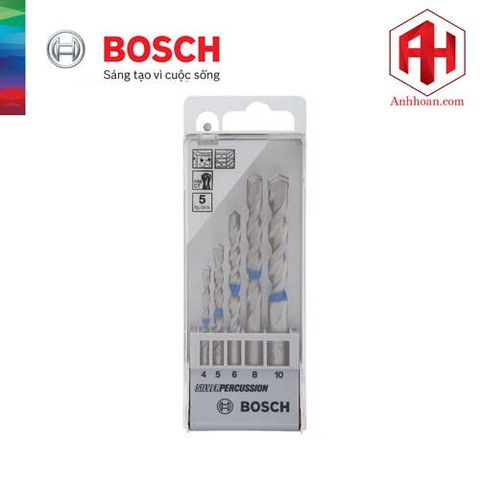 Bộ mũi khoan bê tông 5 mũi 4,5,6,8,10 Bosch