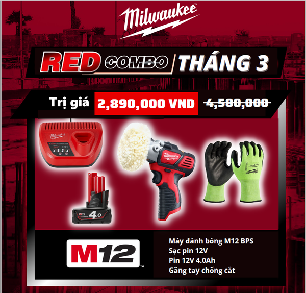 Milwaukee Máy đánh bóng pin 12V M12 BPS-401