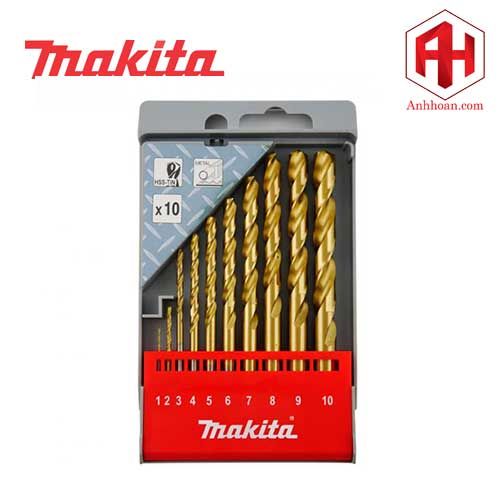 Bộ 10 mũi khoan sắt Makita D-43561 HSS-TiN (1-10mm)