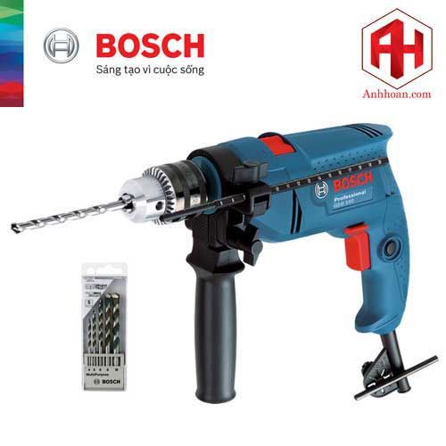 Máy khoan động lực Bosch GSB 550 + Bộ 5 mũi khoan đa dụng