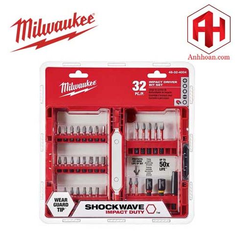 Milwaukee Shockwave Bộ phụ kiện mũi vít 48-32-4004 (32 món)