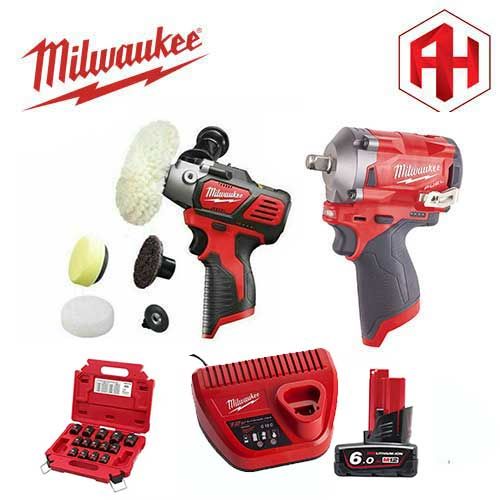 Combo 1 Milwaukee M12 PBS FIWF12 (Đánh bóng và Siết Bu lông)