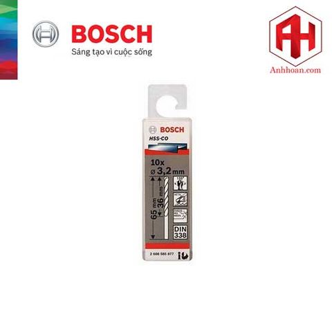 Bộ mũi khoan Inox Bosch HSS-Co 3.2mm (10 mũi)