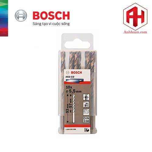 Bộ mũi khoan Inox Bosch HSS-Co 5.5mm (10 mũi) 2608585888