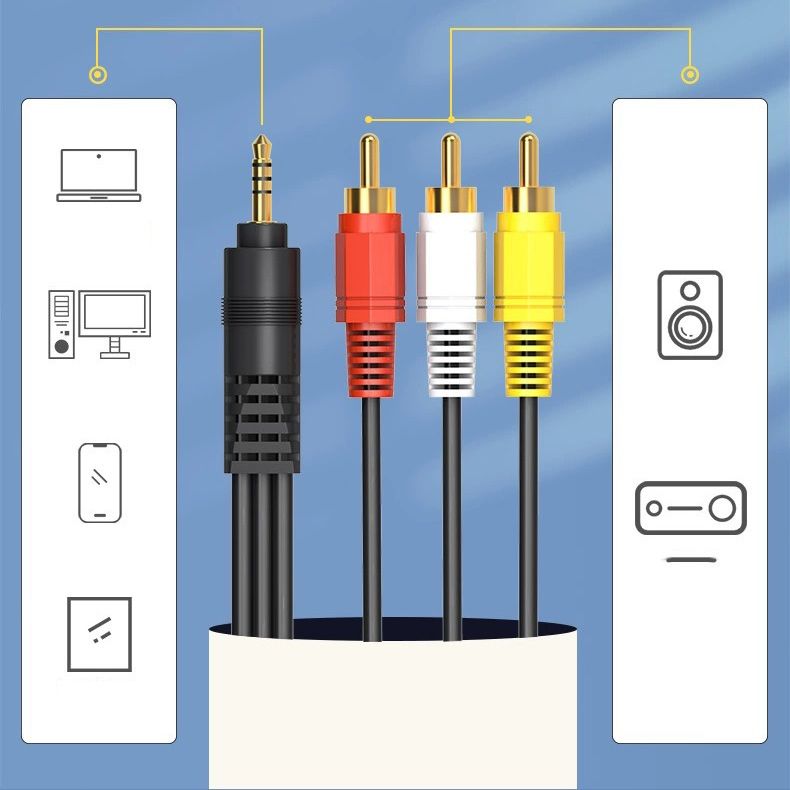 Cáp AV với một đầu cắm 3.5mm và 3 đầu hoa sen dài 1m5