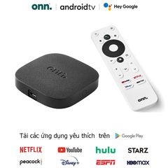 Onn TV Box. Thiết Bị Phát Trực Tuyến Androidtv 10 Điều Khiển Giọng Nói