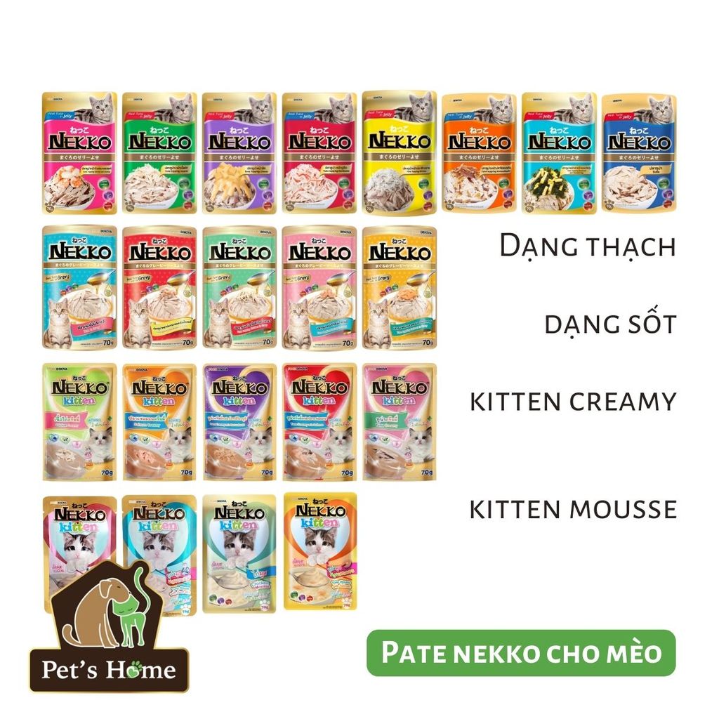 Pate mèo Nekko Kitten dạng Mousse giàu Protein, Vitamin với công thức nhuyễn mịn cho mèo con trên 1 tháng tuổi gói 70g