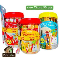 Bánh thưởng dạng sốt mịn Ciao Churu cho mèo hộp 50 tuýp