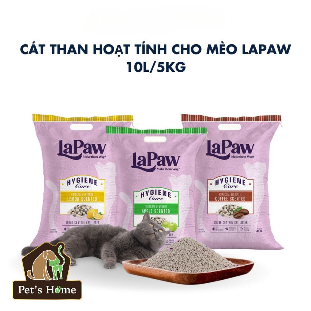 Cát đất sét Lapaw - Cát mix than hoạt tính túi 10L