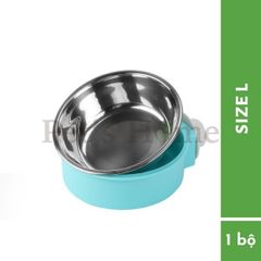 Chén gắn chuồng inox đế nhựa - M 15,5cm