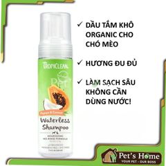 Dầu tắm khô cho chó mèo Tropiclean Waterless Shampoo 220ml