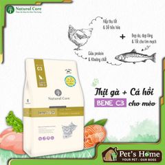 Hạt Natural Core C3 [10kg - 5kg] thức ăn cho mèo thịt gà và cá hồi Bene 3012 Hàn Quốc