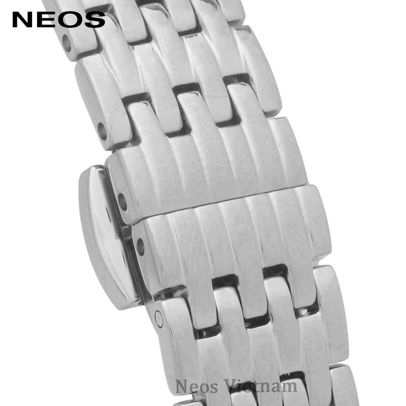 Đồng Hồ Neos N-30852M Nam Dây Thép Bạc Phối Vàng