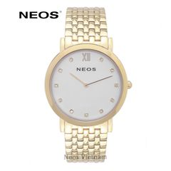 Đồng Hồ Neos N-30852M Nam Dây Thép Bạc Phối Vàng