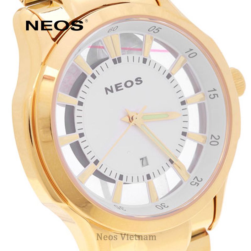 Đồng Hồ Nam Đẹp Neos N-30883M Dây Thép Vàng