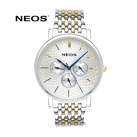 Đồng Hồ Nam Đẹp Neos N-30887M Dây Thép Bạc Phối Vàng