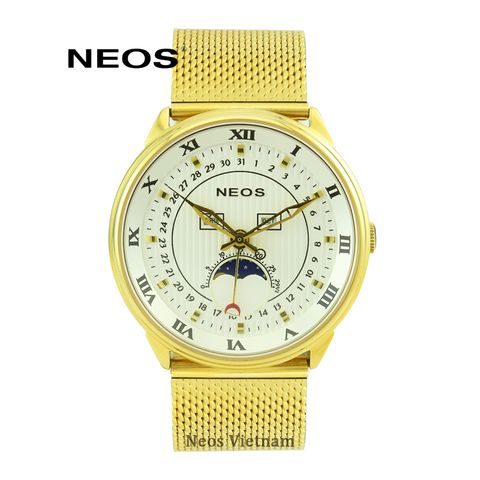 Đồng Hồ Neos N-40668M Sapphire Dây Lưới Thép Vàng