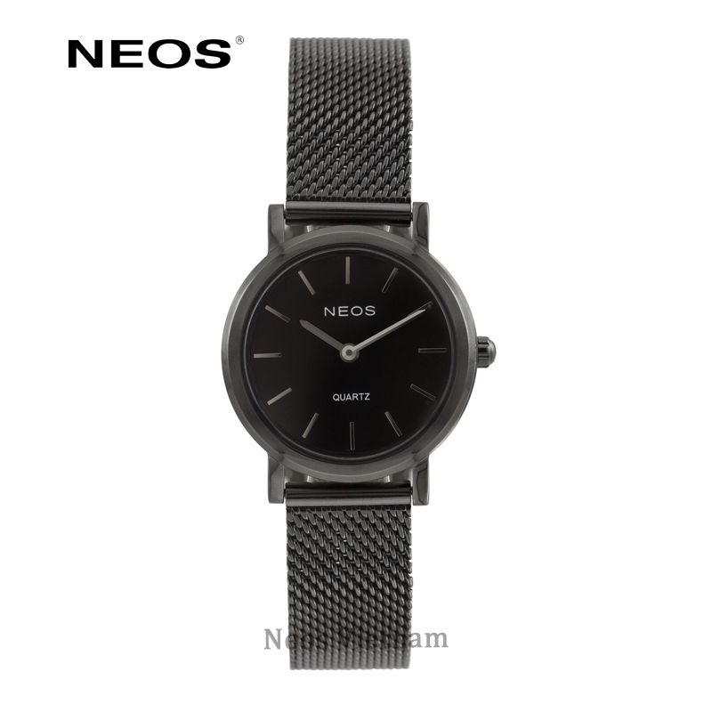 Đồng Hồ Nữ Đẹp Neos N-40685L Sapphire Dây Lưới Đen