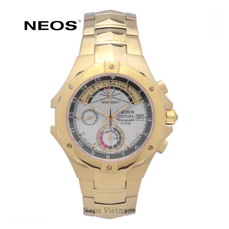 Đồng Hồ Neos N-50516M Nam Dây Thép Vàng