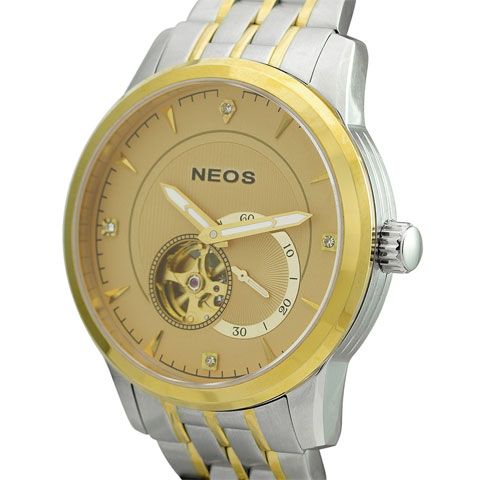 Đồng hồ Cơ Lộ Máy Neos N-90114M nam Dây Thép Bạc Phối Vàng