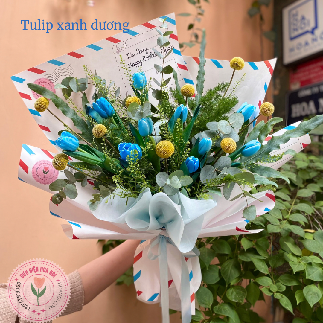 Bức thư hoa tulip xanh dương