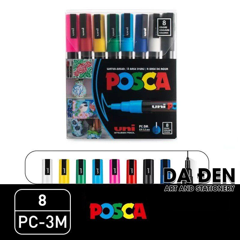 [DA ĐEN] Bộ Bút Vẽ Cao Cấp Uni Posca 1M 3M 5M