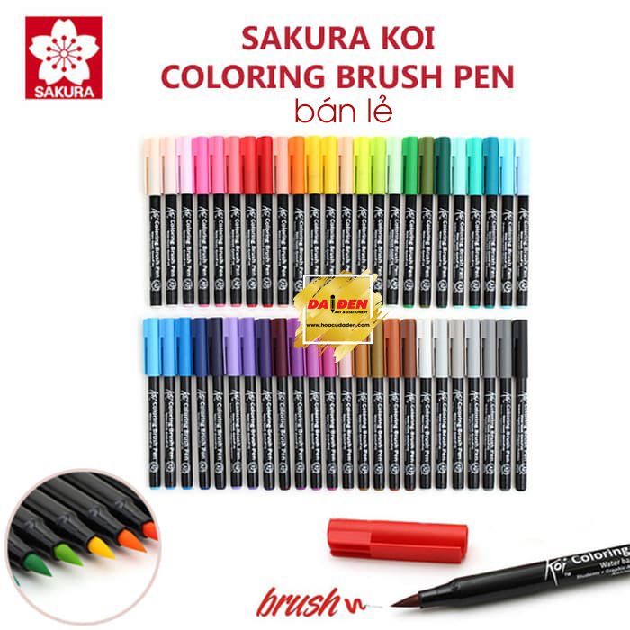 Bút Cọ Màu Nước SAKURA Coloring Brush Pen 48 Màu Lẻ