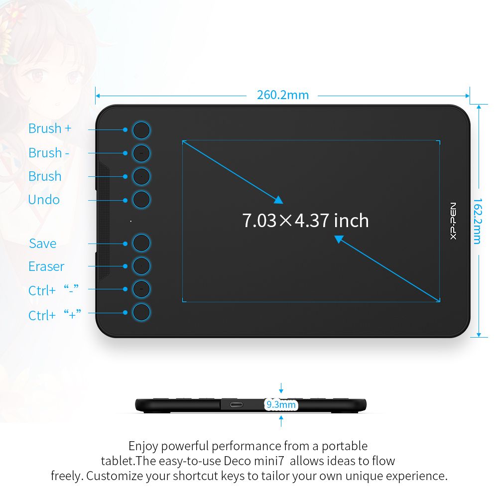 BẢNG VẼ ĐIỆN TỬ XP-PEN DECO MINI 7 ANDROID HỖ TRỢ CẢM ỨNG NGHIÊNG