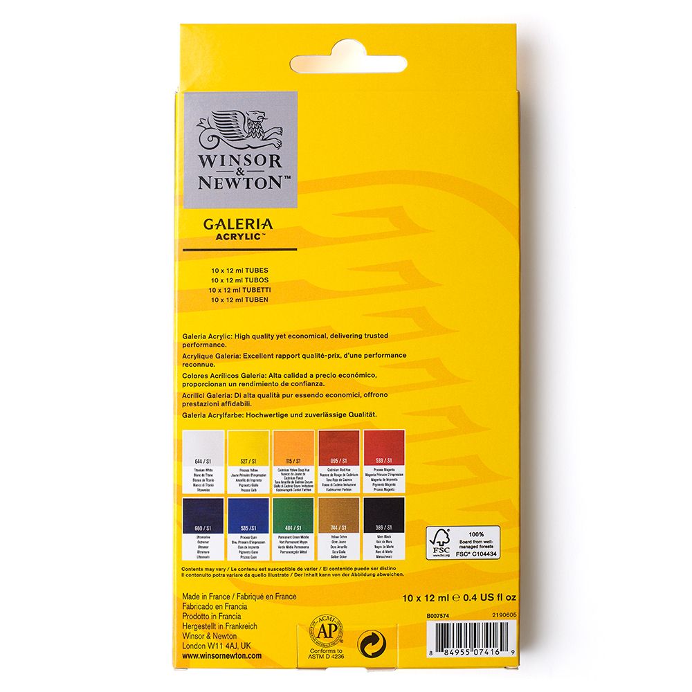 Màu Galeria Acrylic Paint 10 x 12ml Winsor & Newton