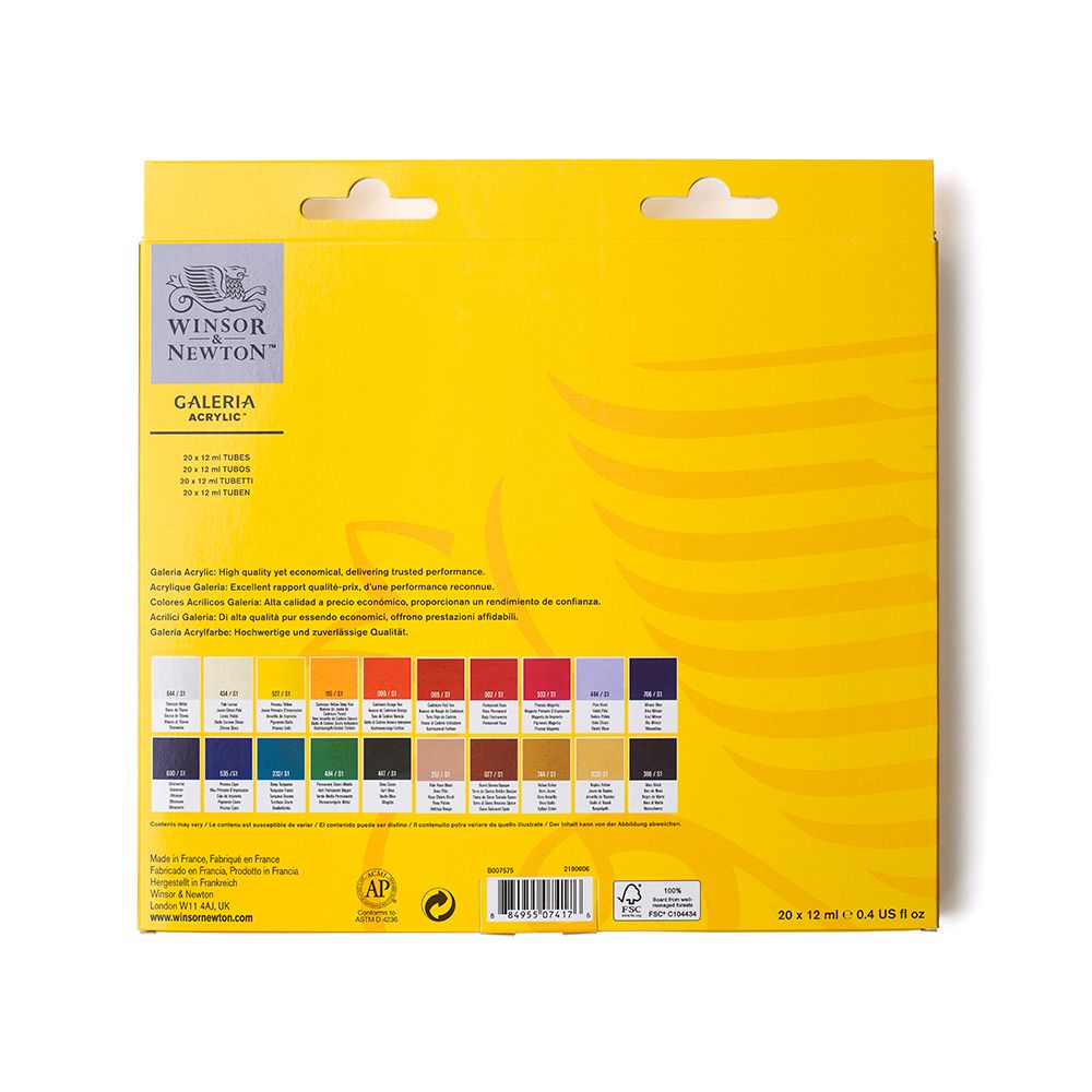 Màu Galeria Acrylic Paint 20 x 12ml Winsor & Newton