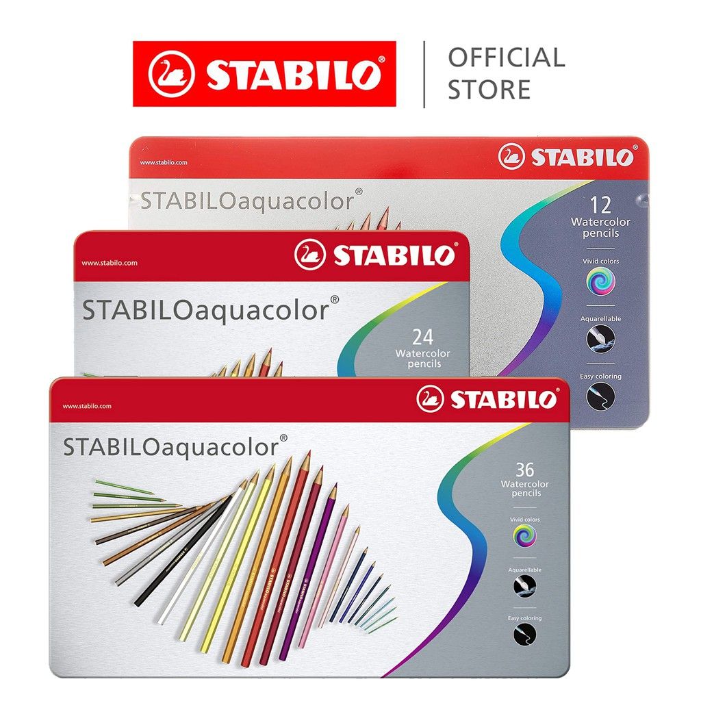 Chì Màu Nước Stabilo Aquacolor 36 Màu Hộp Sắt