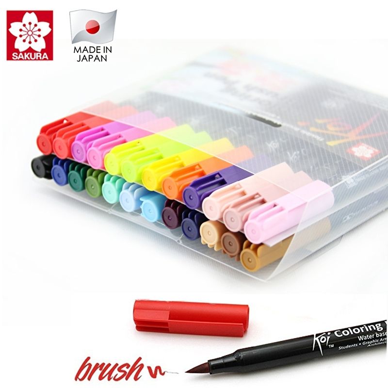 Bộ Bút Cọ Gốc Nước SAKURA Koi Brush Pens 12/24/48 màu