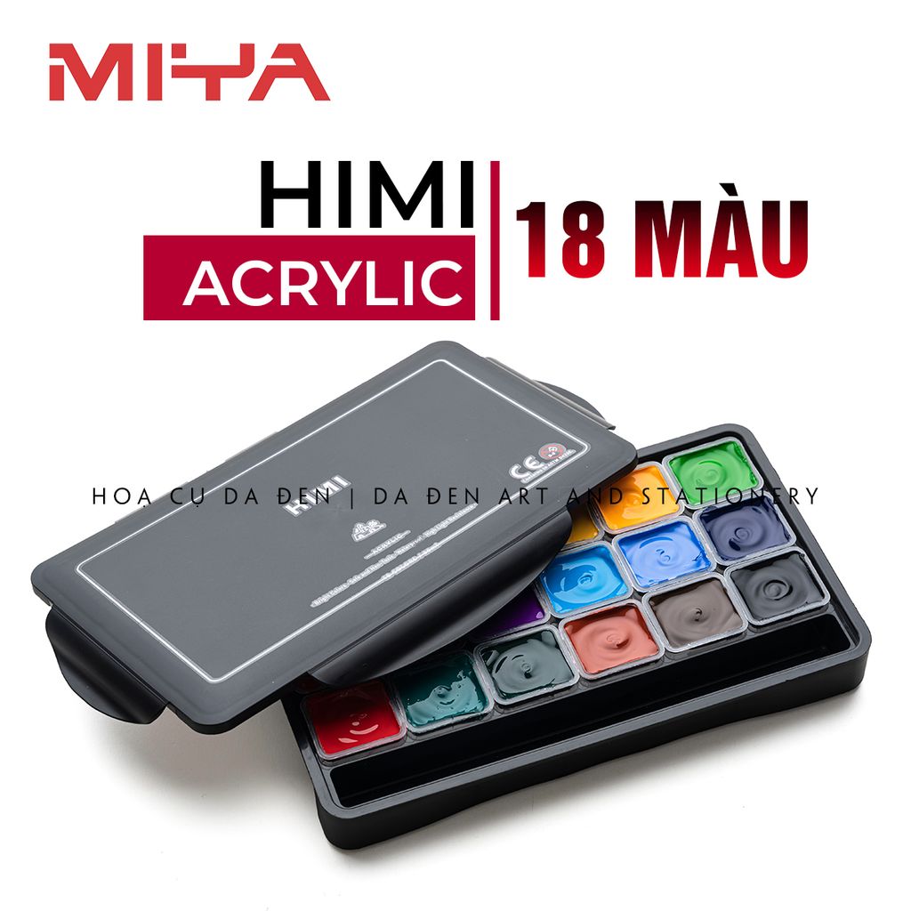 [DA ĐEN] Set 18 màu Acrylic Himi Miya 30ml Hộp Nhựa