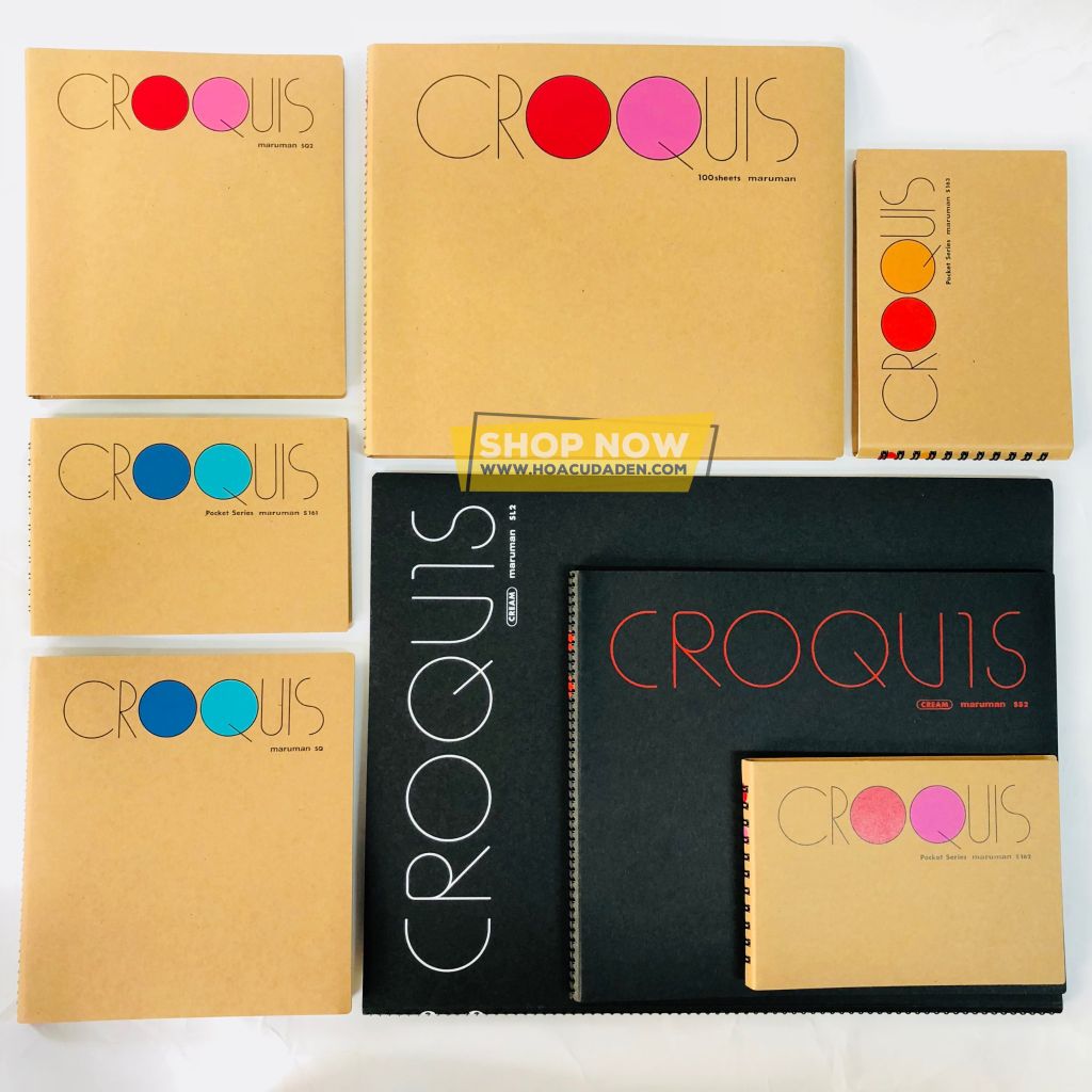 Maruman Croquis Sketchbooks Họa Cụ DA ĐEN