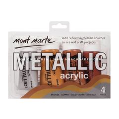 [DA ĐEN] Bộ 4 Màu Acrylic Mont Marte Metallic 50ml