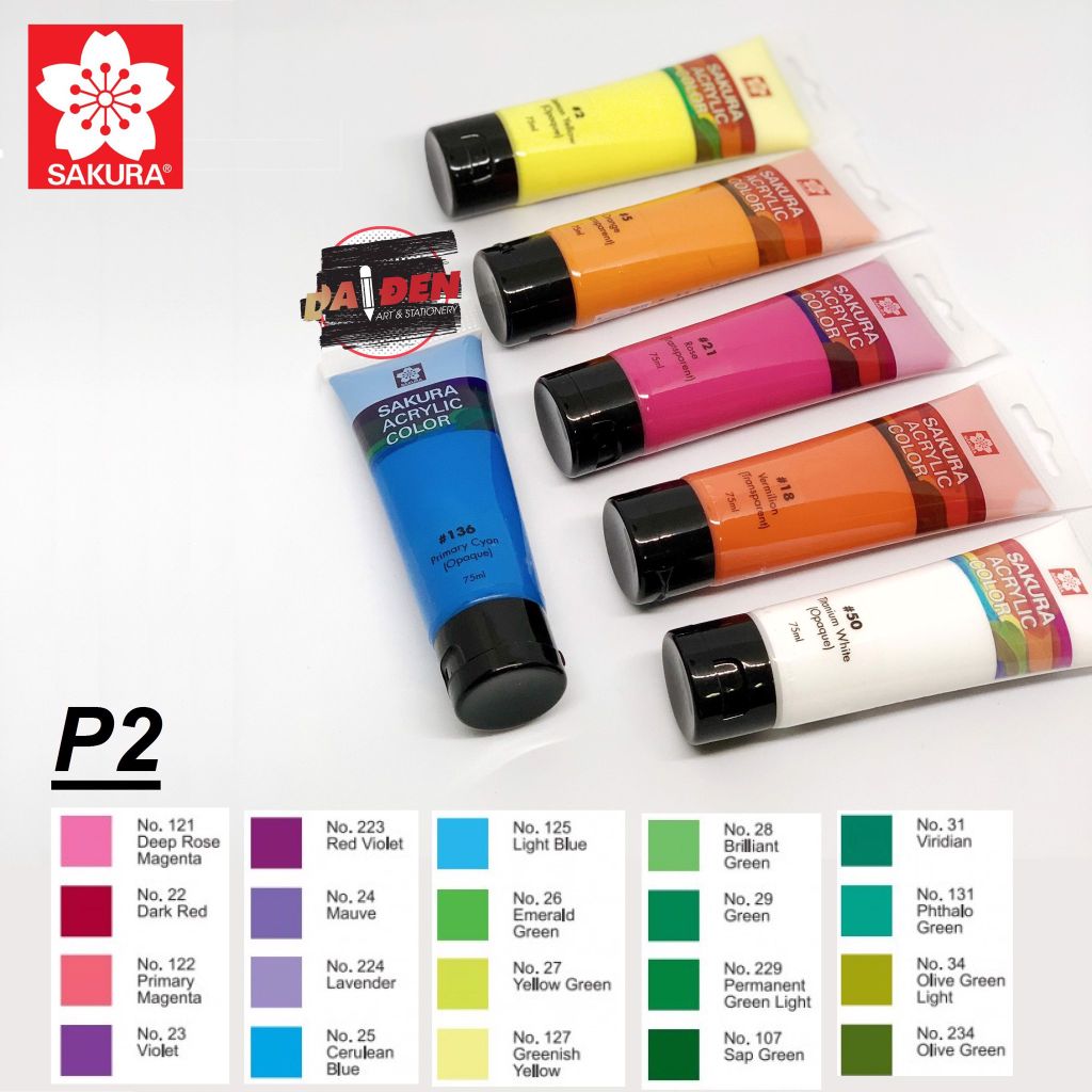Màu Acrylic Sakura Tuýp 75ml - Bảng 2