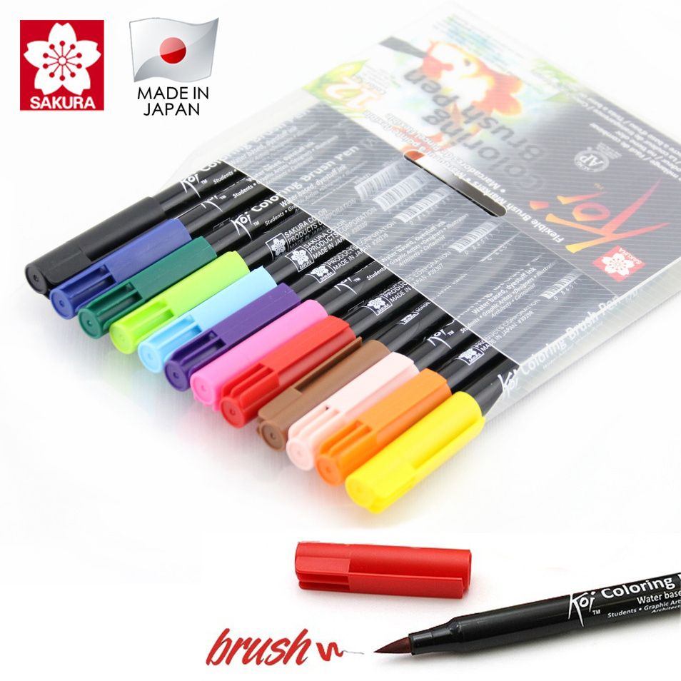 Bộ Bút Cọ Gốc Nước SAKURA Koi Brush Pens 12/24/48 màu