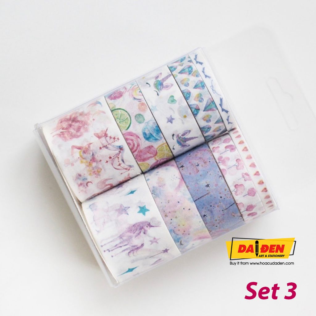 Washi Tape Bộ 10 Cuộn Phong Cách