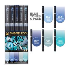 Bộ 5 bút marker CHAMELEON - Blue CT0513